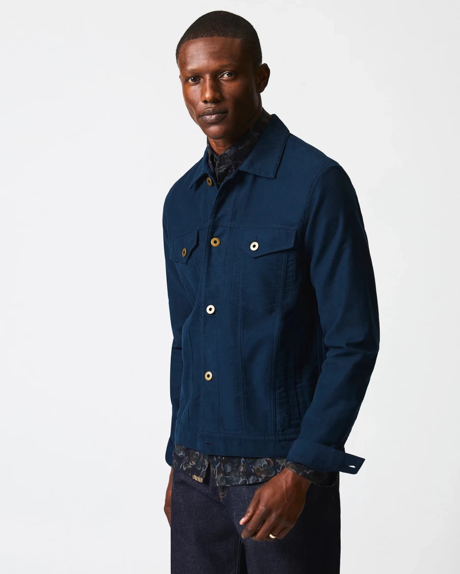 Billy Reid Moleskin Tupelo Trucker Jacket - Durable Cotton Canvas Workwear Coat for Men