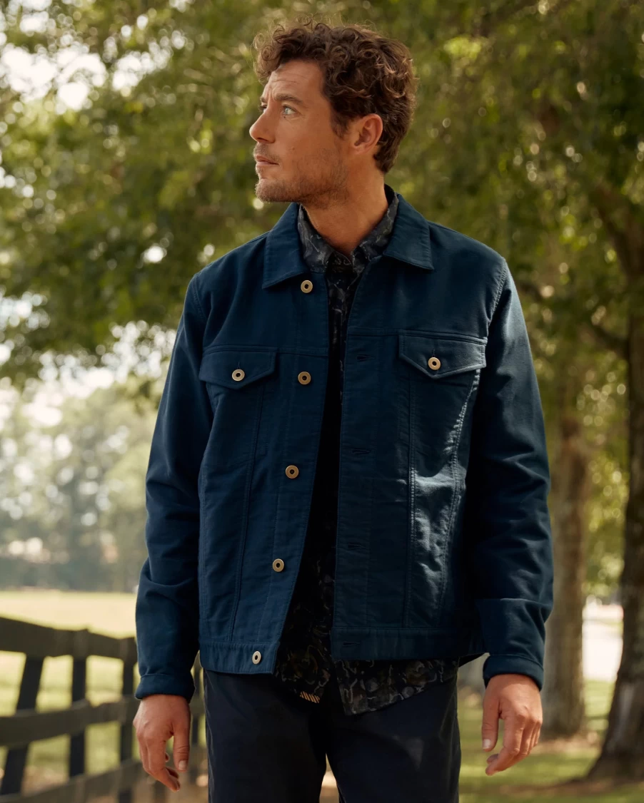 Billy Reid Moleskin Tupelo Trucker Jacket - Durable Cotton Canvas Workwear Coat for Men