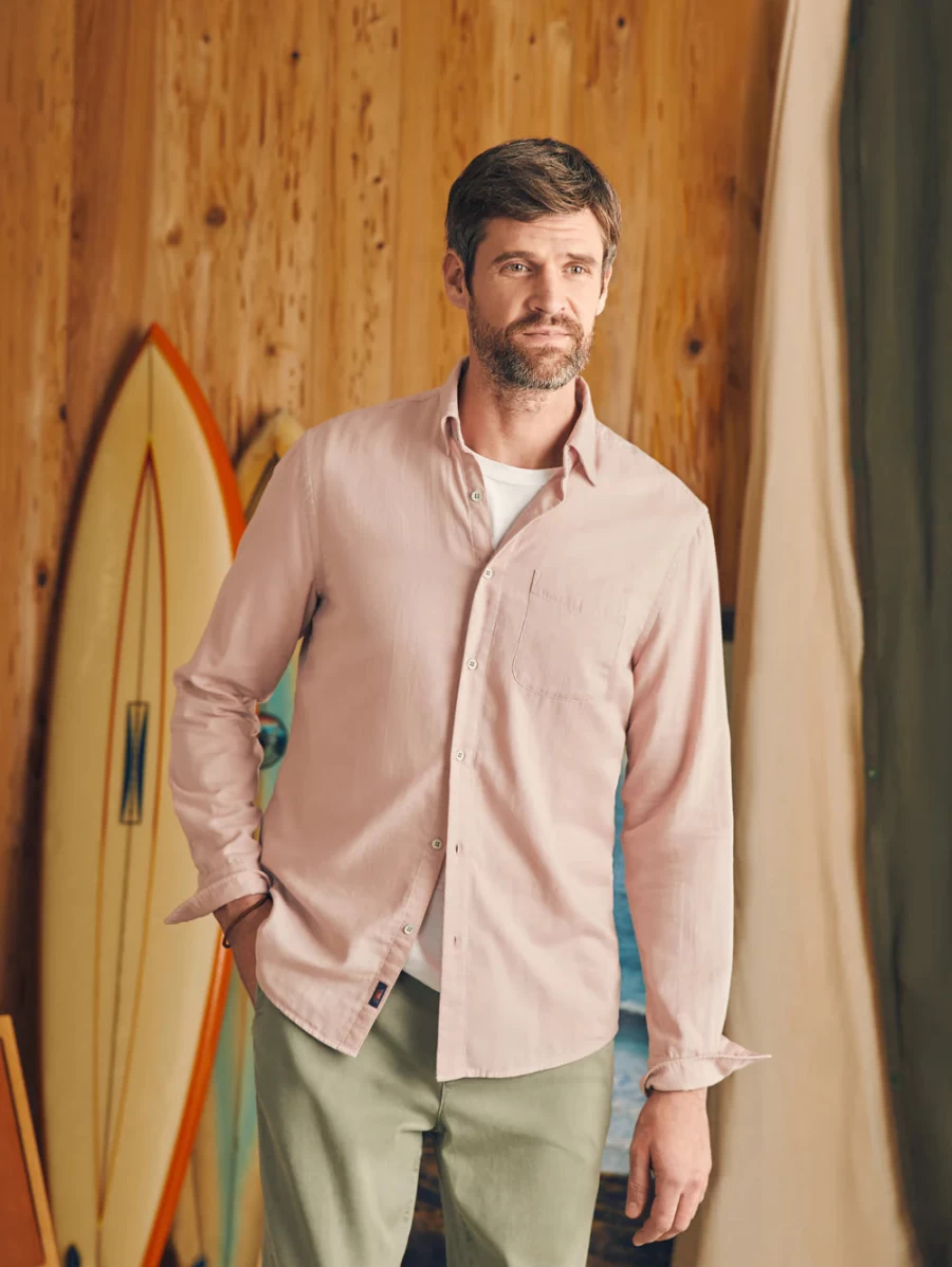Faherty Men's Sunwashed Chambray Shirt - Lightweight Denim Button-Down for Casual Wear