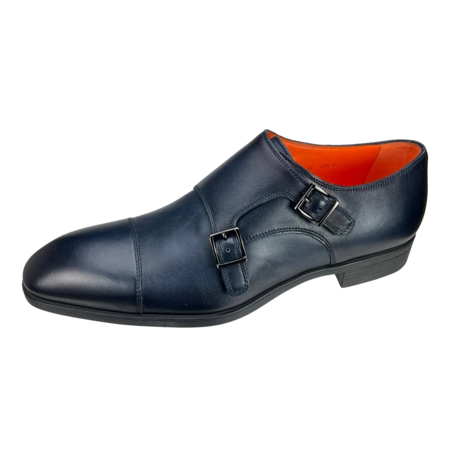 Santoni Double Monk Strap Shoes for Men - Premium Leather Dress Shoes for Beginners