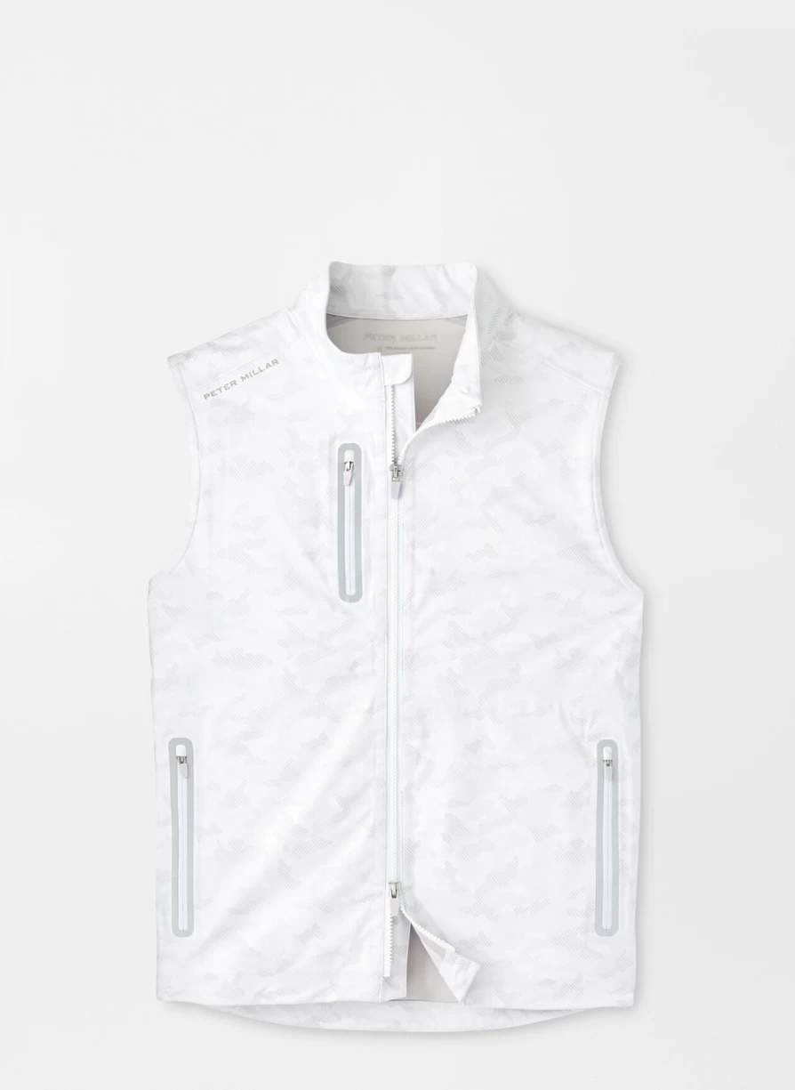 Peter Millar Men's Kinetic Camo Vest in White – Lightweight Performance Outdoor Wear