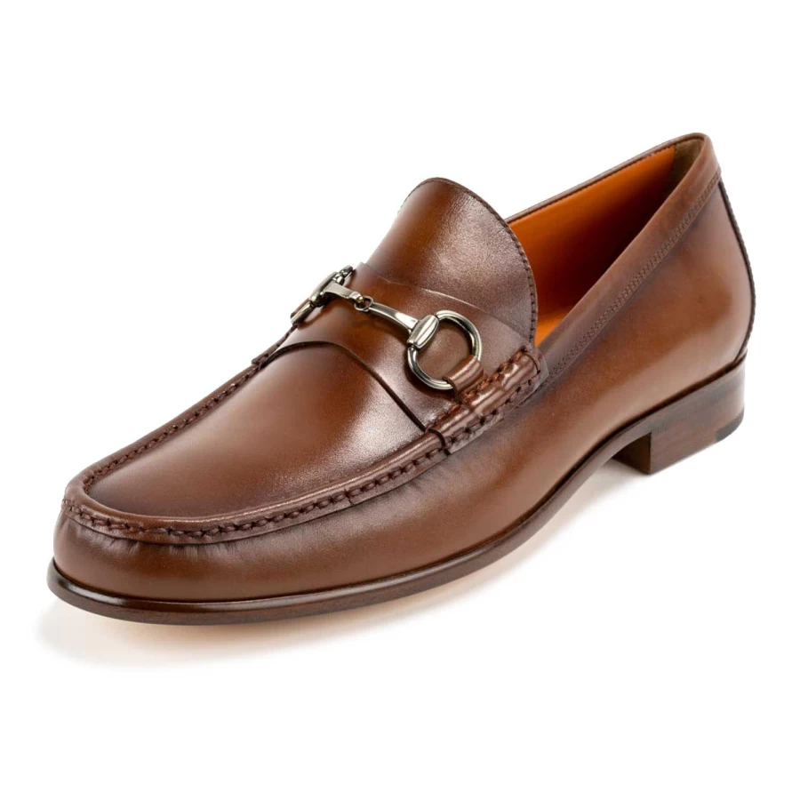 Peter Huber Leather Ring Bit Loafer Shoes for Men - Classic Horsebit Design Comfortable Slip-On Dress Casual Footwear