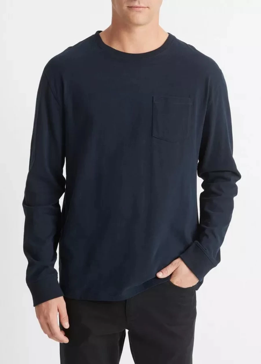 Vince Sueded Jersey Pocket Crewneck Sweatshirt for Men & Women | Soft Casual Pullover
