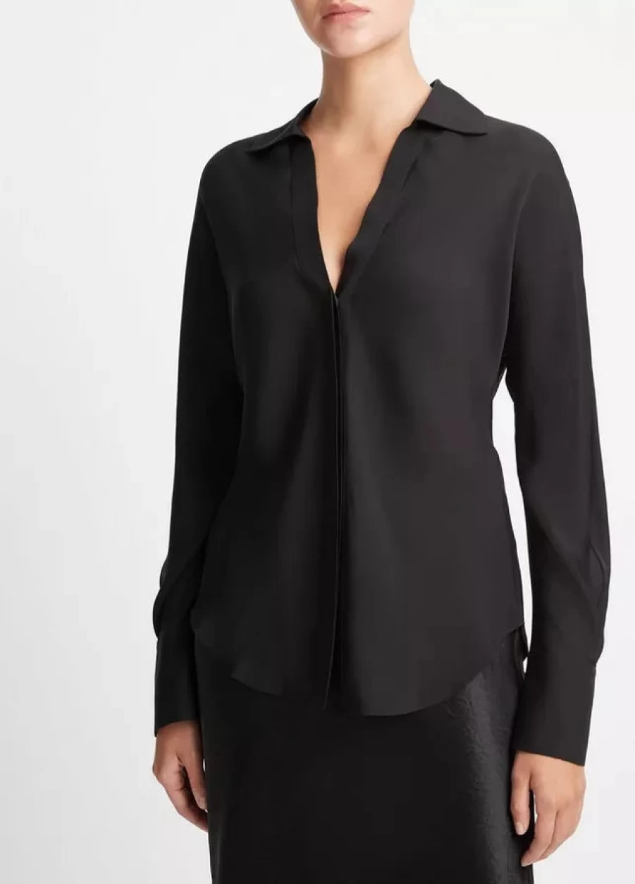 Vince Black Bias Cut Dolman Sleeve Shirt for Women