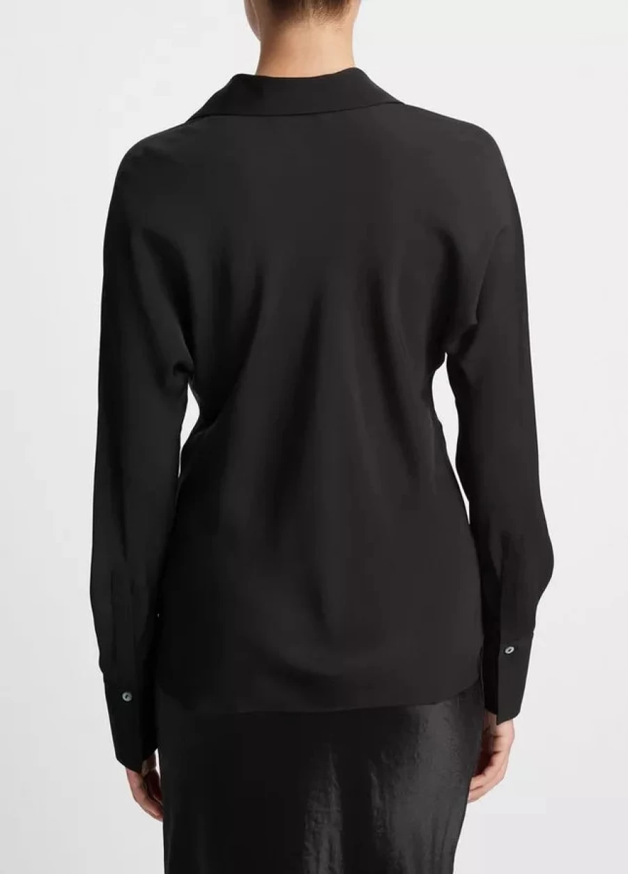 Vince Black Bias Cut Dolman Sleeve Shirt for Women