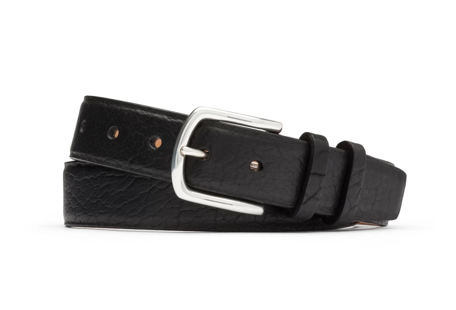 W. Kleinberg Genuine American Bison Leather Belt with Polished Nickel Buckle - Premium Men's Western Belt