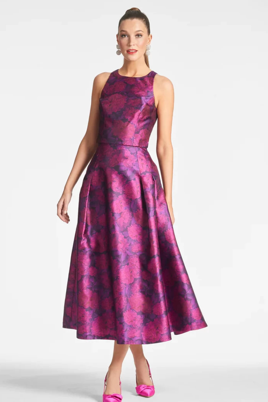 "Sachin & Babi Lydia Skirt in Magenta Bloom - Floral Printed Women's Midi Skirt"