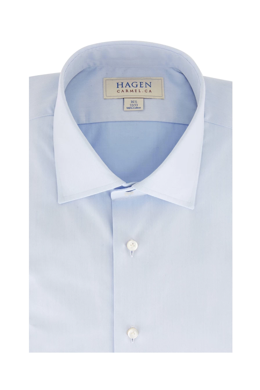 Hagen Men's Blue Super Fine Twill Dress Shirt for Business Casual Wear