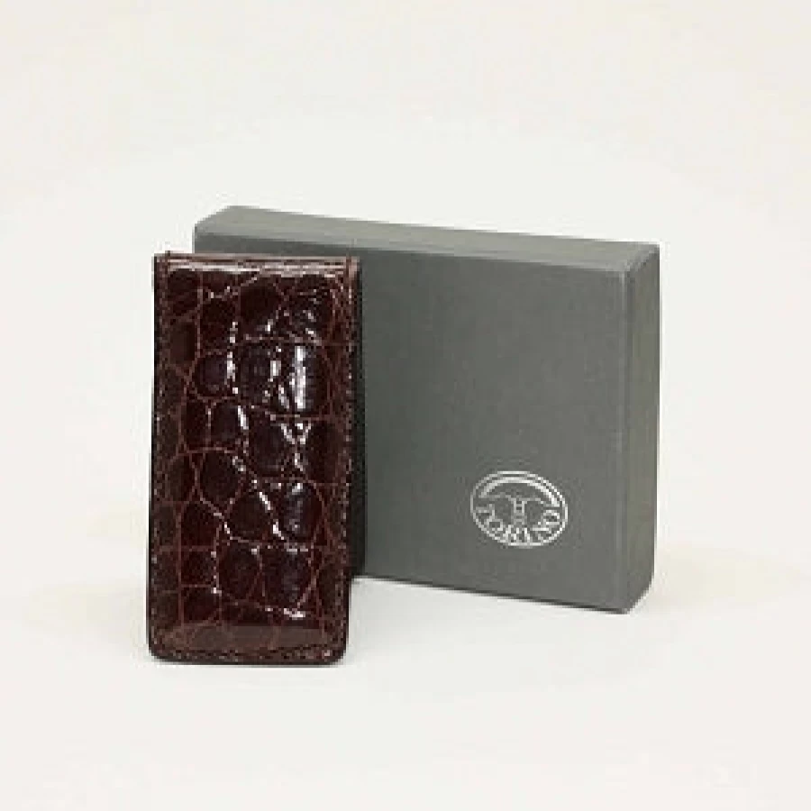 Torino Alligator Embossed Magnetic Money Clip - Stylish Leather Bill Holder for Men