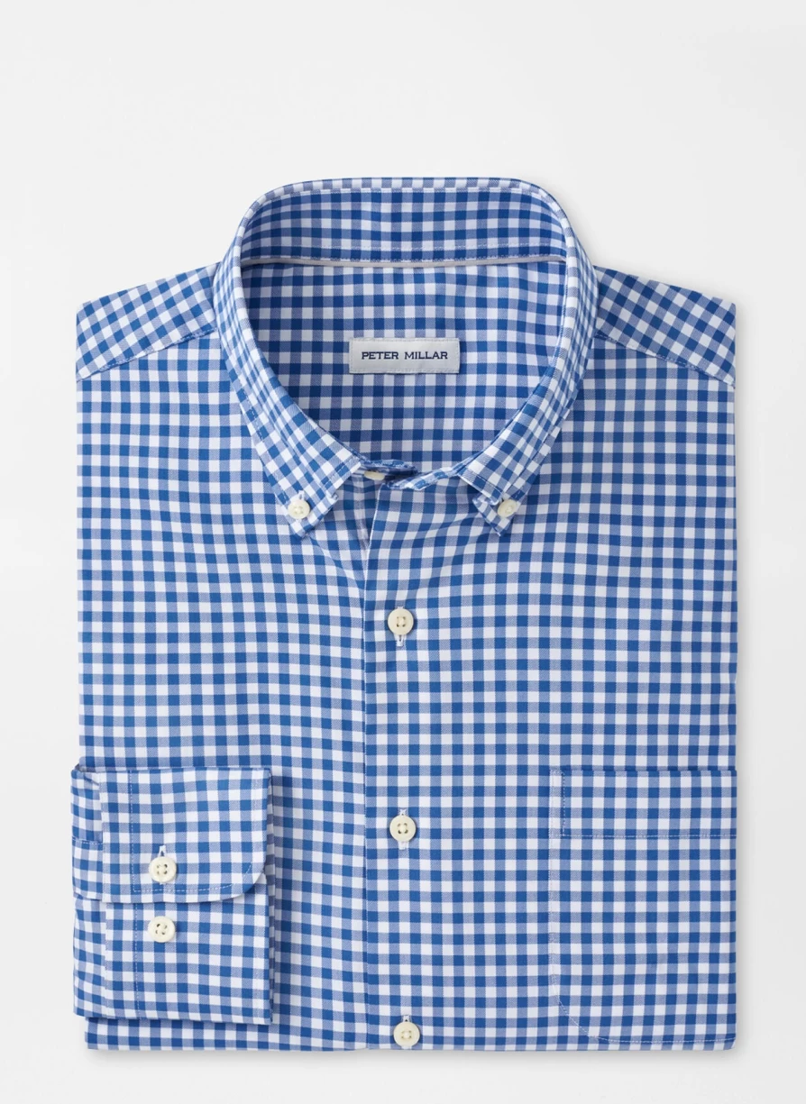 Peter Millar Trenton Crown Lite Cotton-Stretch Sport Shirt in Windsor Blue | Comfortable Golf & Casual Wear