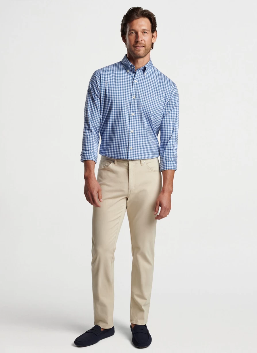 Peter Millar Trenton Crown Lite Cotton-Stretch Sport Shirt in Windsor Blue | Comfortable Golf & Casual Wear