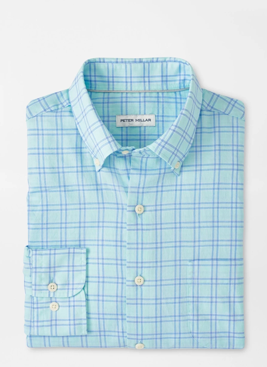 Peter Millar Heron Cotton Sport Shirt in Aloe - Men's Breathable Casual Golf Shirt