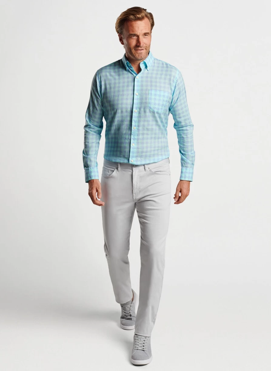 Peter Millar Heron Cotton Sport Shirt in Aloe - Men's Breathable Casual Golf Shirt