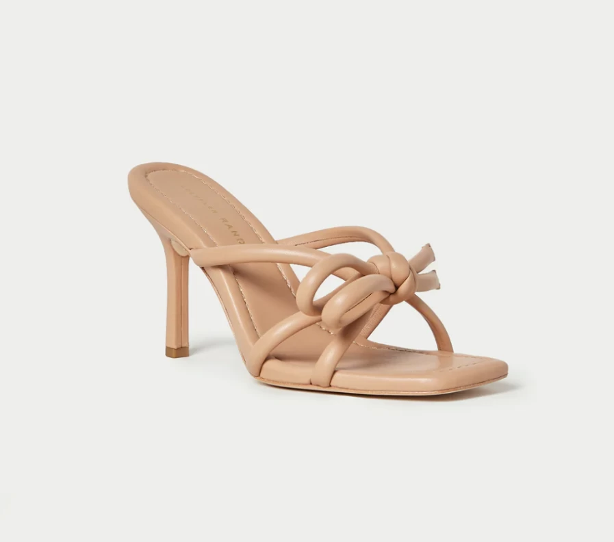 Loeffler Randall Margi Leather Bow Heeled Sandal in Dune | Elegant Women's Dress Sandals