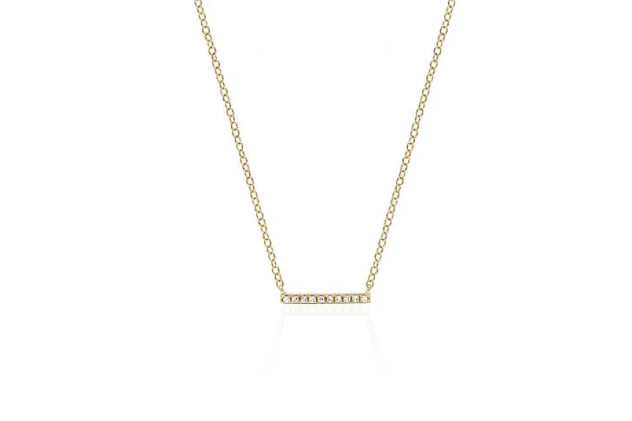 EF Collection Mini Diamond Bar Pendant Necklace - Elegant & Dainty Gold Jewelry Gift