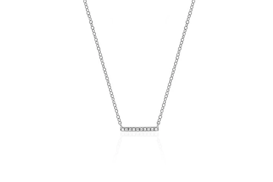 EF Collection Mini Diamond Bar Pendant Necklace - Elegant & Dainty Gold Jewelry Gift