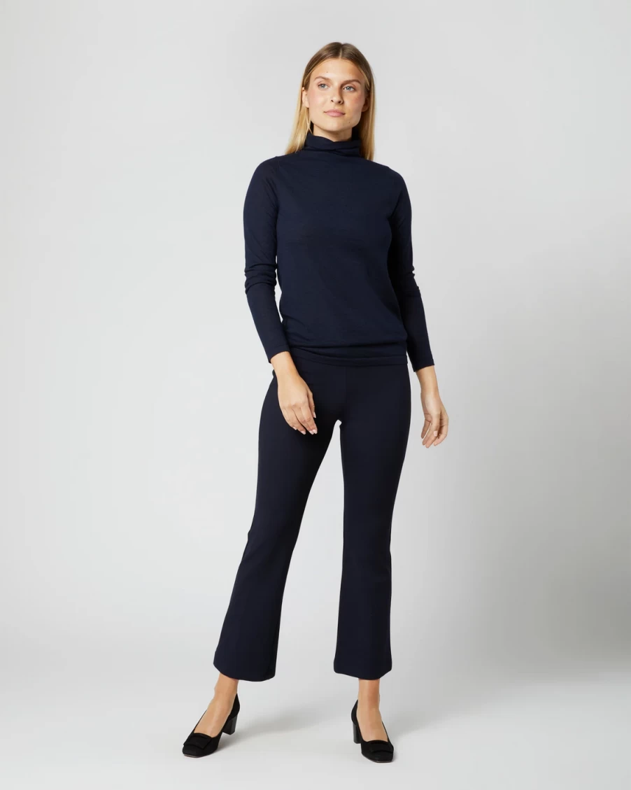 Ann Mashburn Navy Superfine Funnel Neck Sweater for Women
