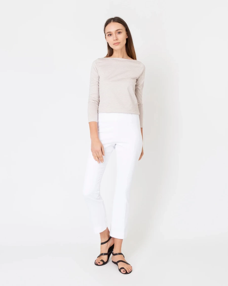 Ann Mashburn Faye Flare Cropped Pant in White - High-Waisted Wide Leg Trousers