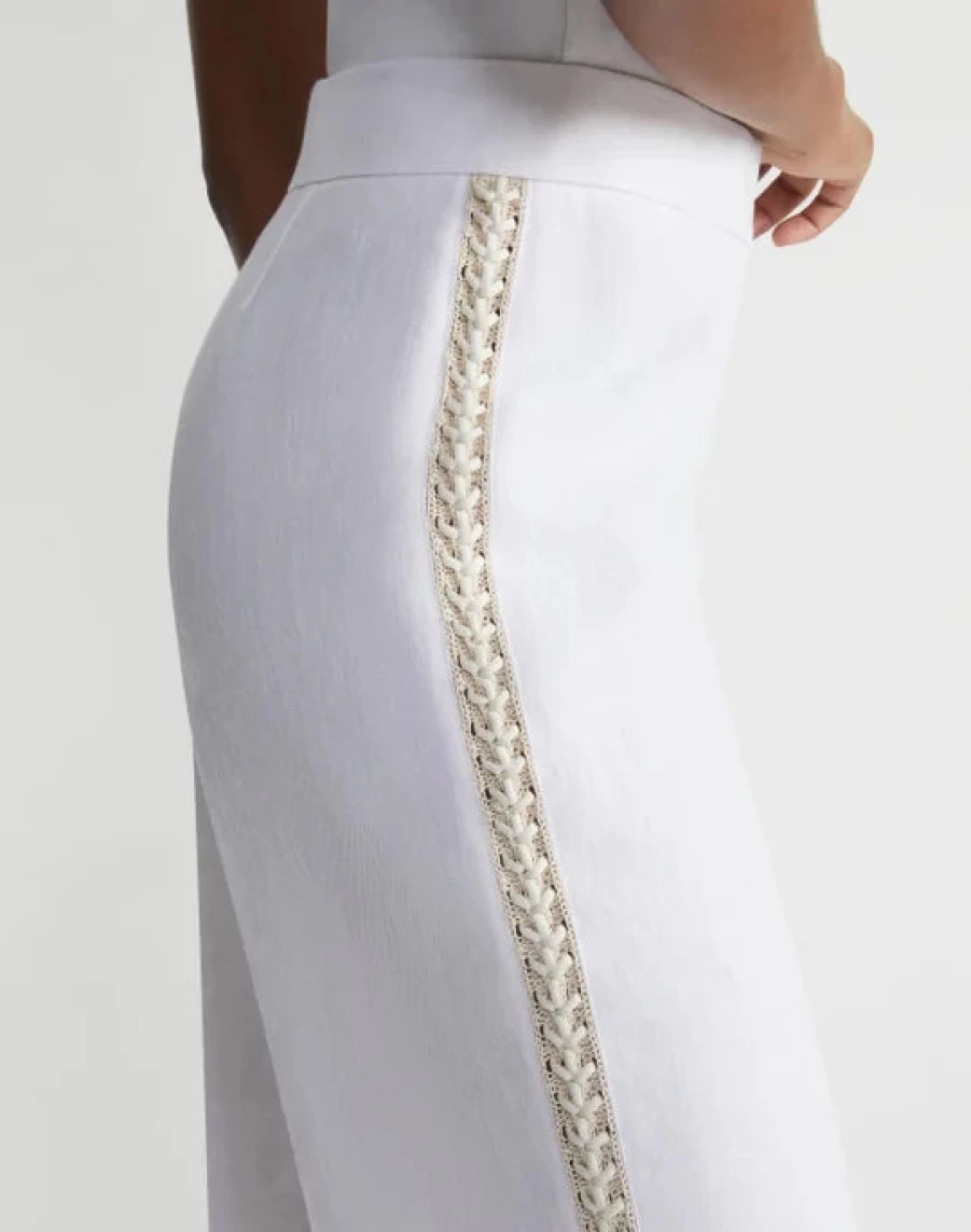 Lafayette 148 New York Sullivan White Crochet Detail Pants