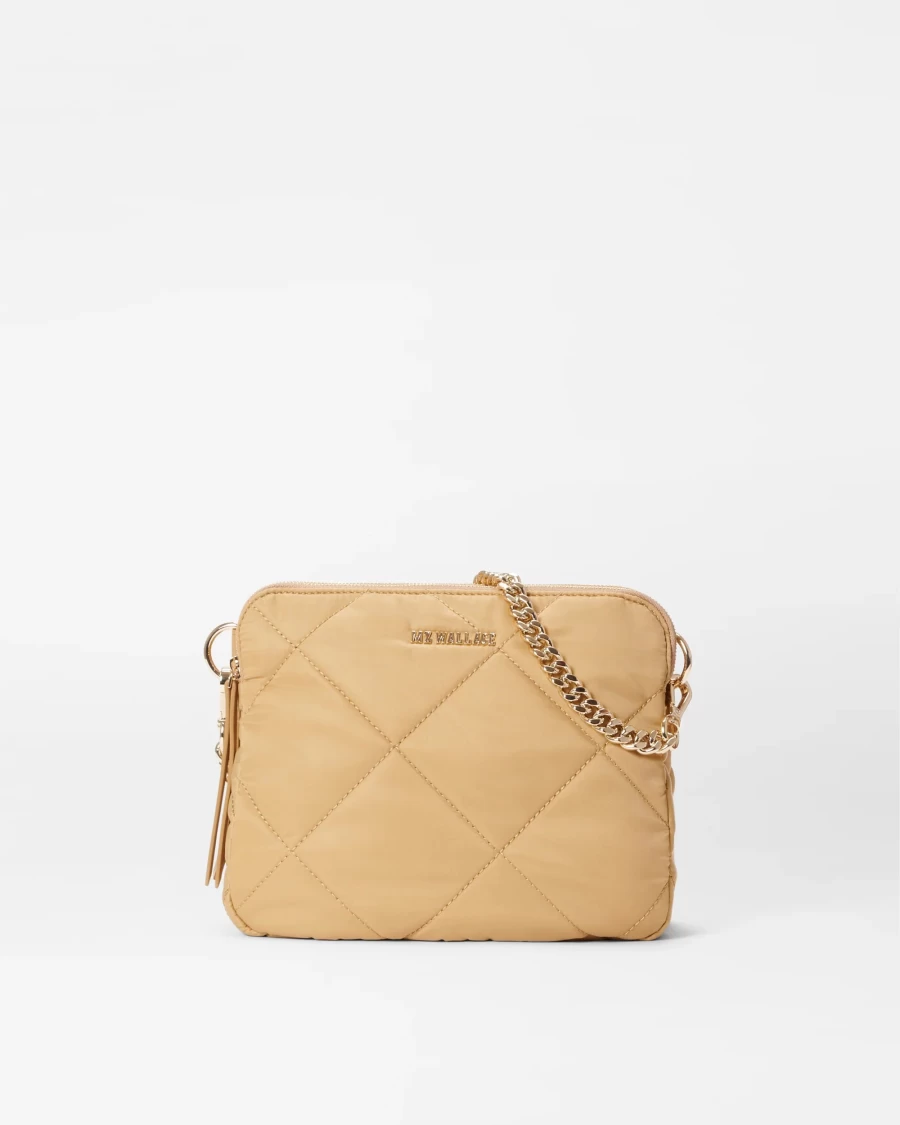 MZ Wallace Quilted Madison Crossbody Bag in Camel - Stylish Leather-Free Handbag for Women