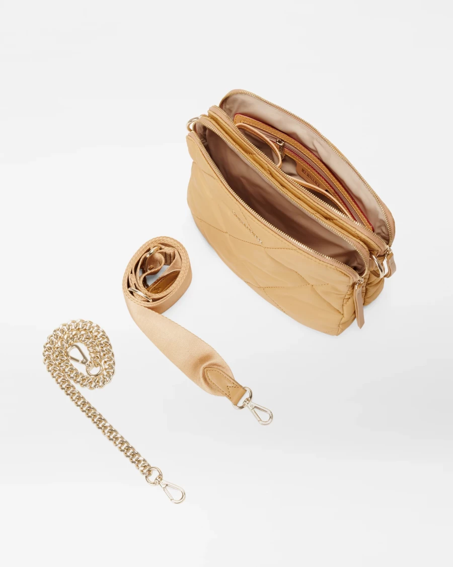 MZ Wallace Quilted Madison Crossbody Bag in Camel - Stylish Leather-Free Handbag for Women