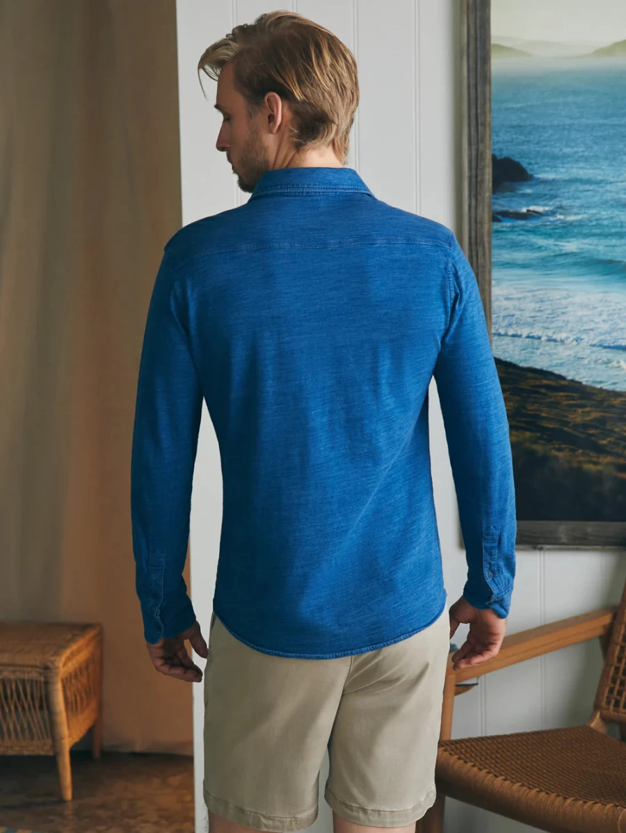 Faherty Men's Knit Seasons Shirt with Double Pocket - Soft Casual Button-Up