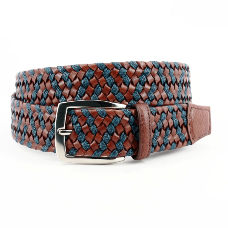 Torino Italian Handmade Braided Leather & Linen Belt for Men & Women