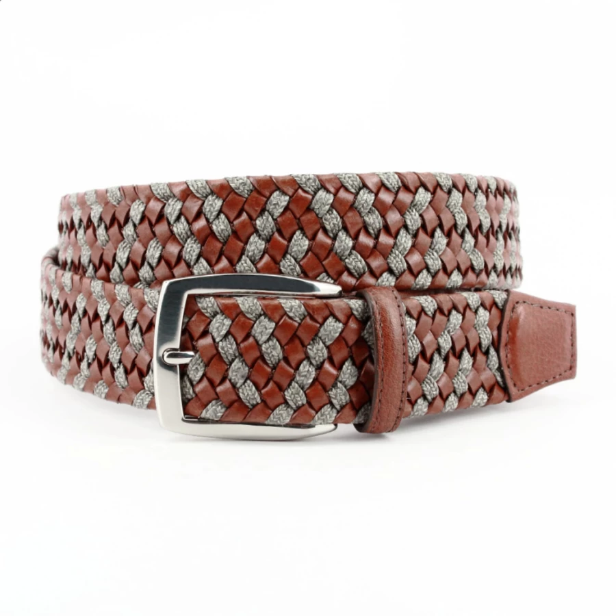 Torino Italian Handmade Braided Leather & Linen Belt for Men & Women