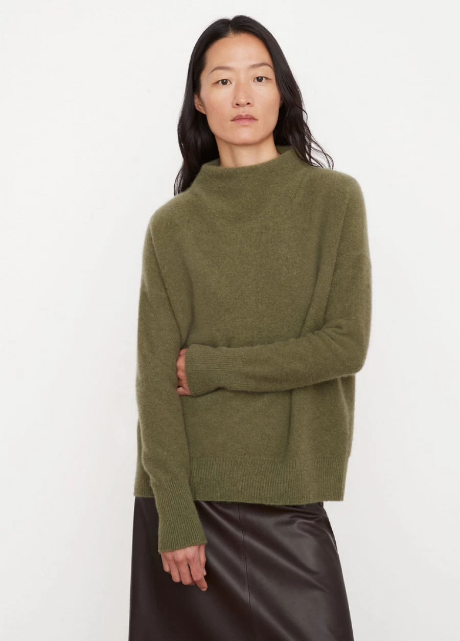 Vince Women's Plush Cashmere Funnel Neck Sweater - Soft Luxury Knit Pullover