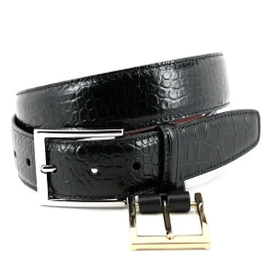 Torino Genuine Alligator Embossed Leather Belt for Men - Premium Calfskin Dress Belt