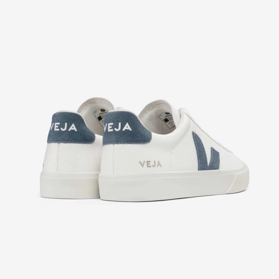 Veja Men's Campo White/California Blue Chrome-Free Leather Sneakers