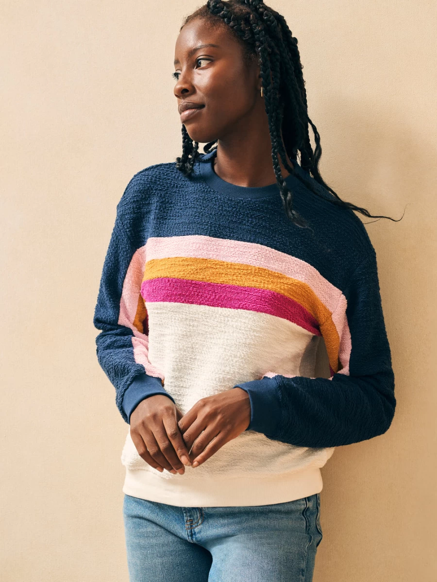 Faherty Men's Twilight Vista Stripe Pullover Sweater - Casual Crewneck Knit Top