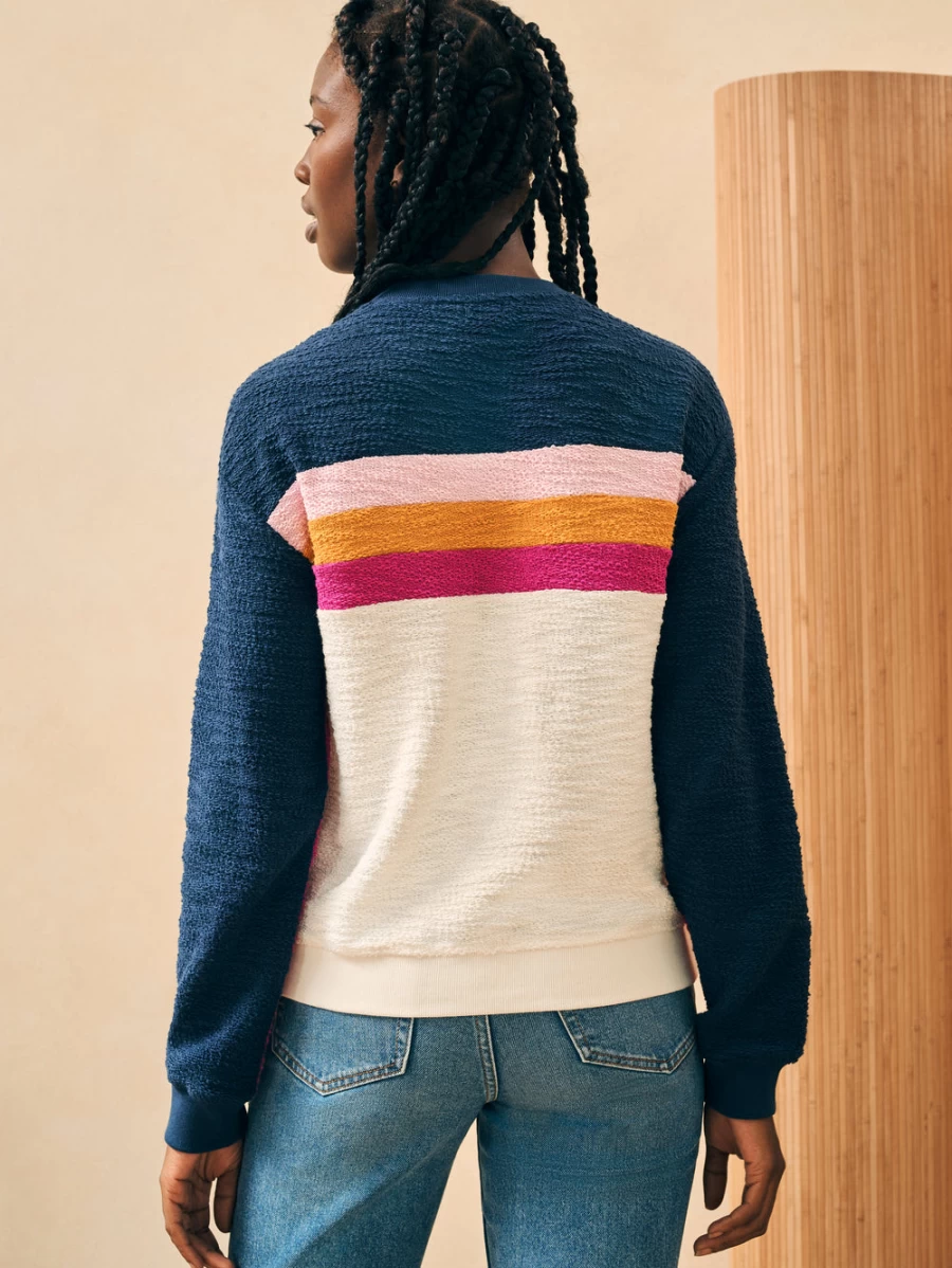 Faherty Men's Twilight Vista Stripe Pullover Sweater - Casual Crewneck Knit Top