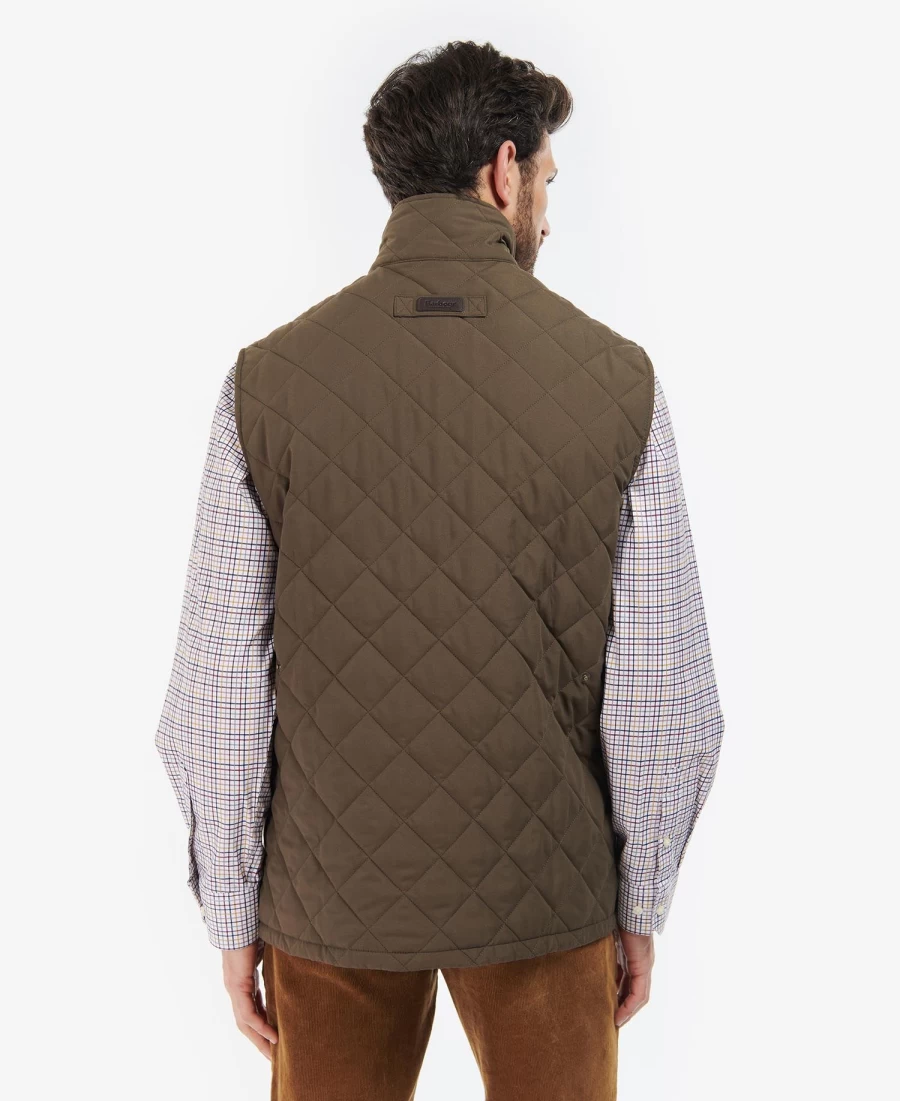 Barbour Shoveler Quilted Gilet in Dark Olive for Men - Lightweight Water-Resistant Vest