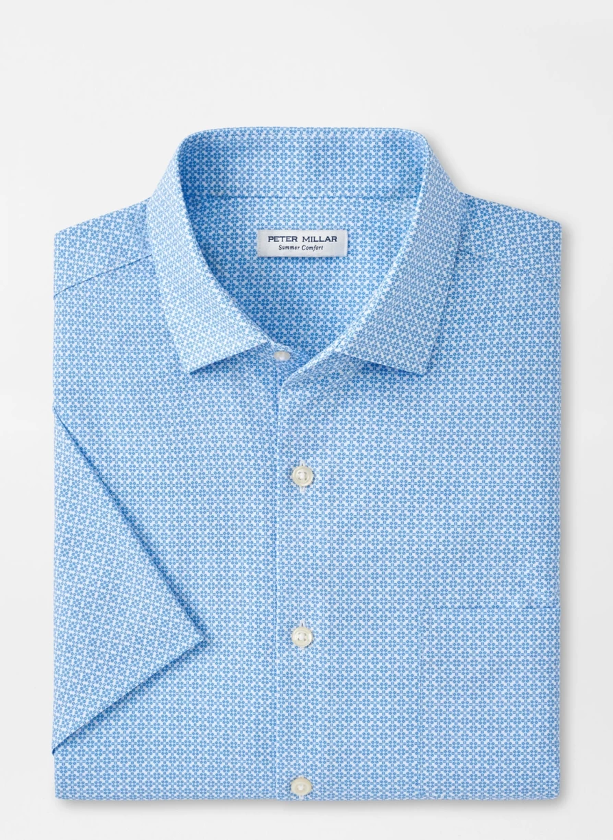 Peter Millar Maritime Geo Petals Performance Poplin Sport Shirt for Men