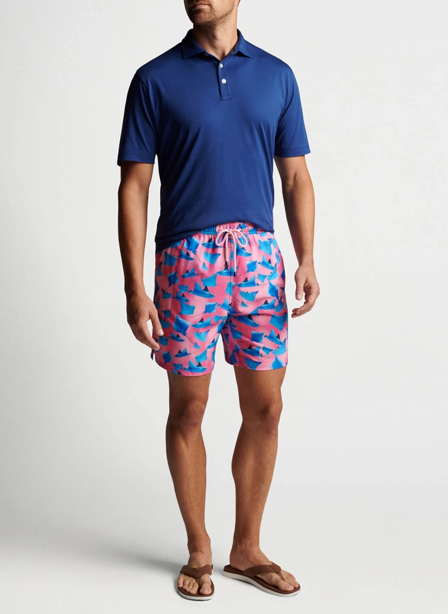 Peter Millar Men's Peppermint Swim Trunks - Catchin Rays Quick-Dry Beach Shorts