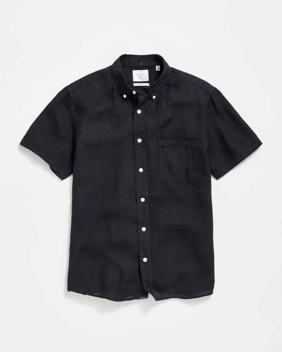 Billy Reid Men's Short Sleeve Linen Button-Down Shirt - Classic Tuscumbia Style for Summer