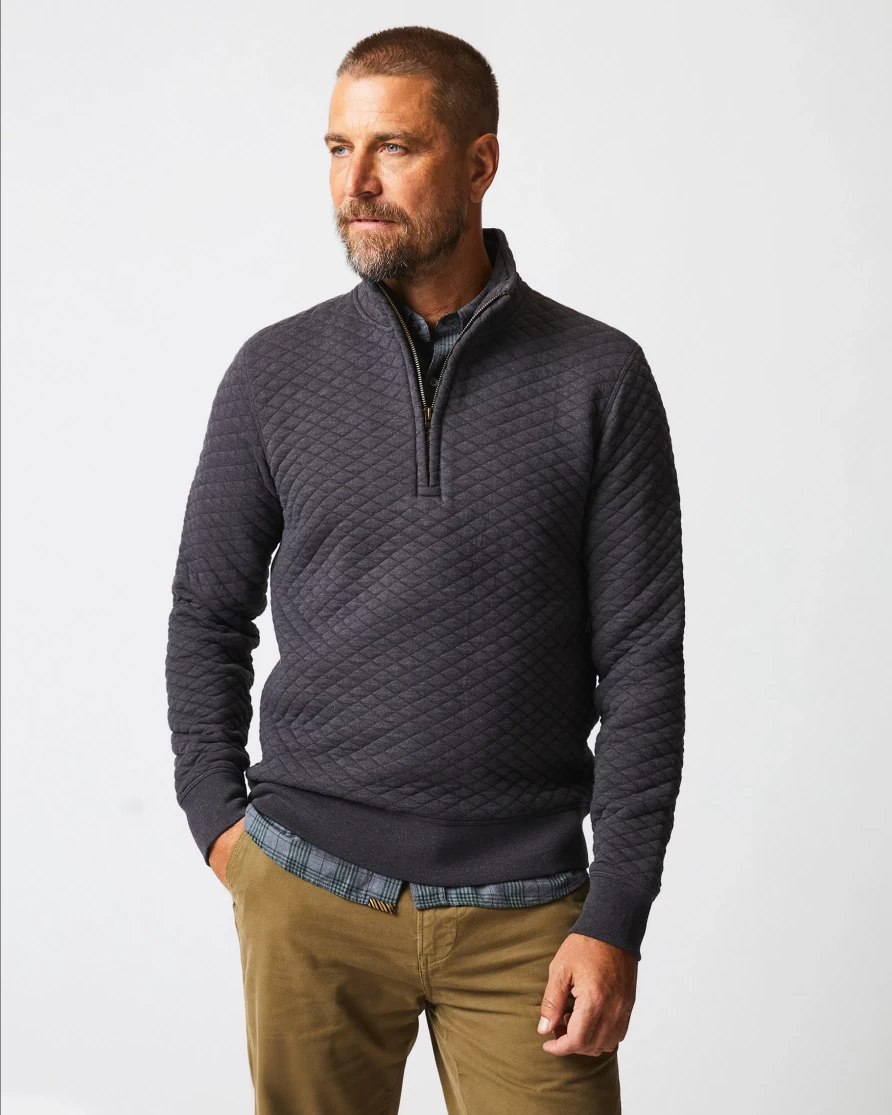 Billy Reid Diamond Quilted Half Zip Pullover - Lightweight Insulated Jacket for Men & Women