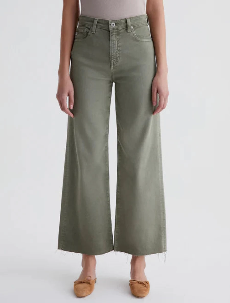 AG Jeans Saige Wide Leg Crop Pants in Sulfur Dried Parsley