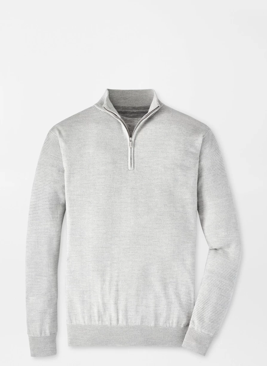 Peter Millar Men's Canton Stripe Quarter-Zip Sweater - Classic Knit Pullover for Golf & Casual Wear