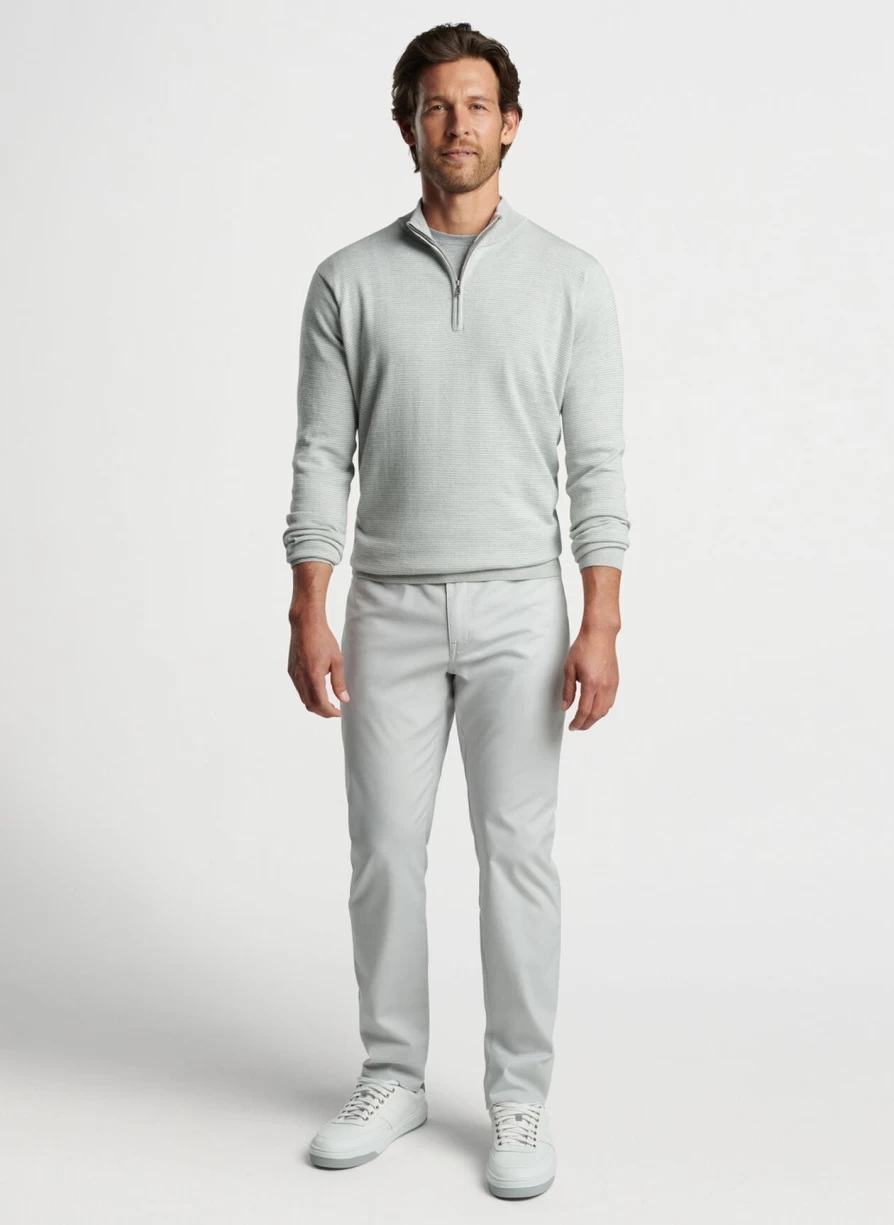 Peter Millar Men's Canton Stripe Quarter-Zip Sweater - Classic Knit Pullover for Golf & Casual Wear