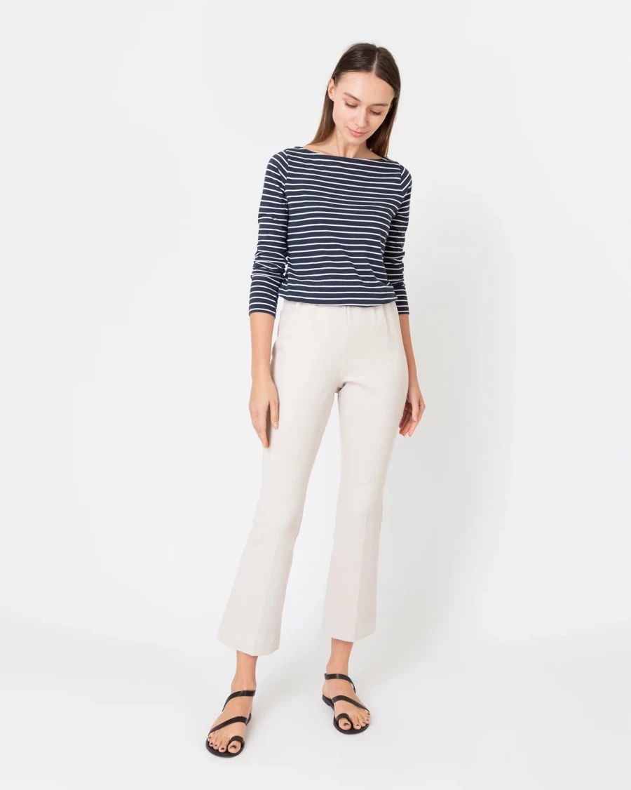 Ann Mashburn Faye Flare Cropped Pant in Taupe - High-Waisted Wide-Leg Trousers for Women