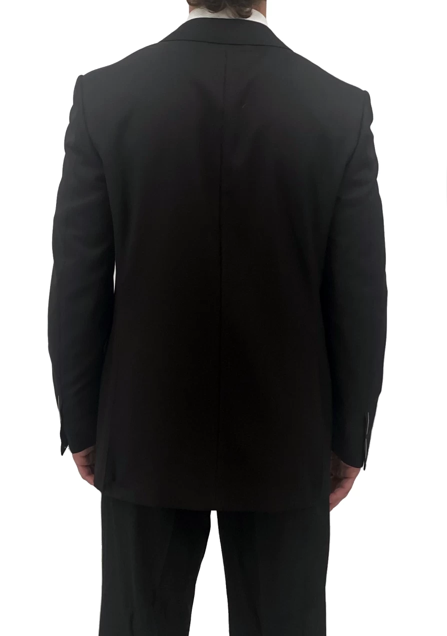 Canali Black Peak Wool Tuxedo Suit with Peak Lapel for Formal Wear