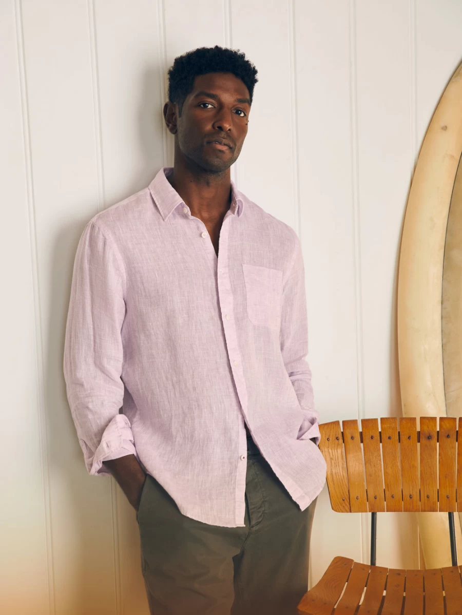 Faherty Men's Linen Laguna Shirt - Breathable Summer Casual Button-Up