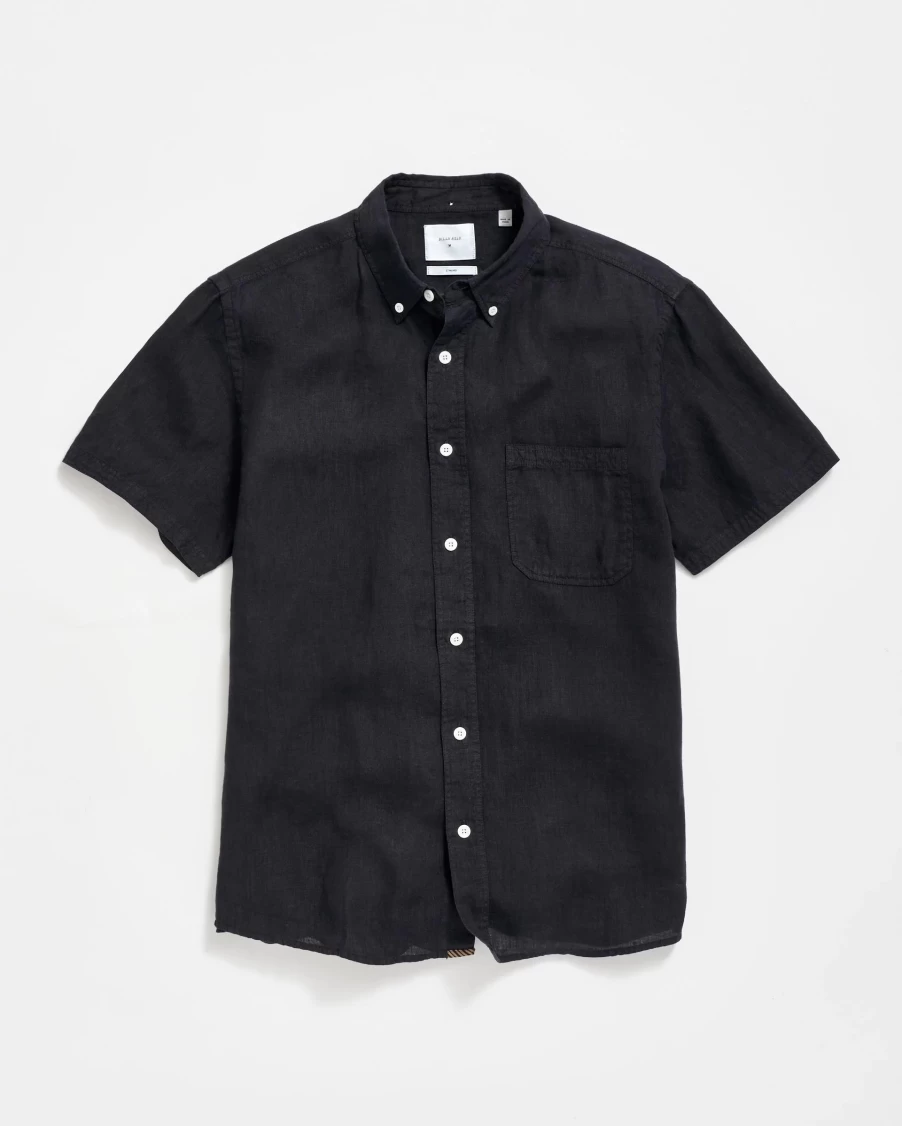 Billy Reid Men's Short Sleeve Linen Button-Down Shirt - Classic Tuscumbia Style for Summer