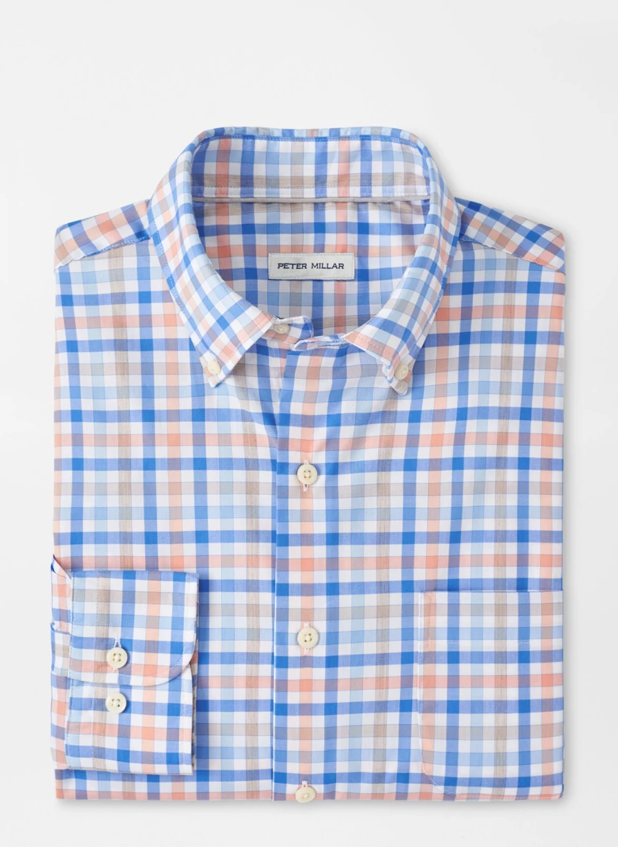 Peter Millar Orin Cotton-Stretch Sport Shirt in Paradise Orange – Comfortable & Breathable Golf Polo