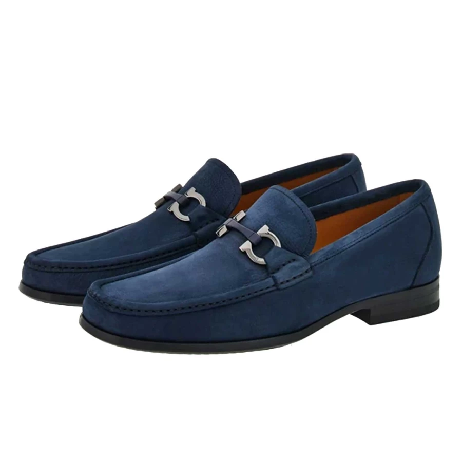 Ferragamo Grandioso Gancini Leather Loafers with Ornament Detail