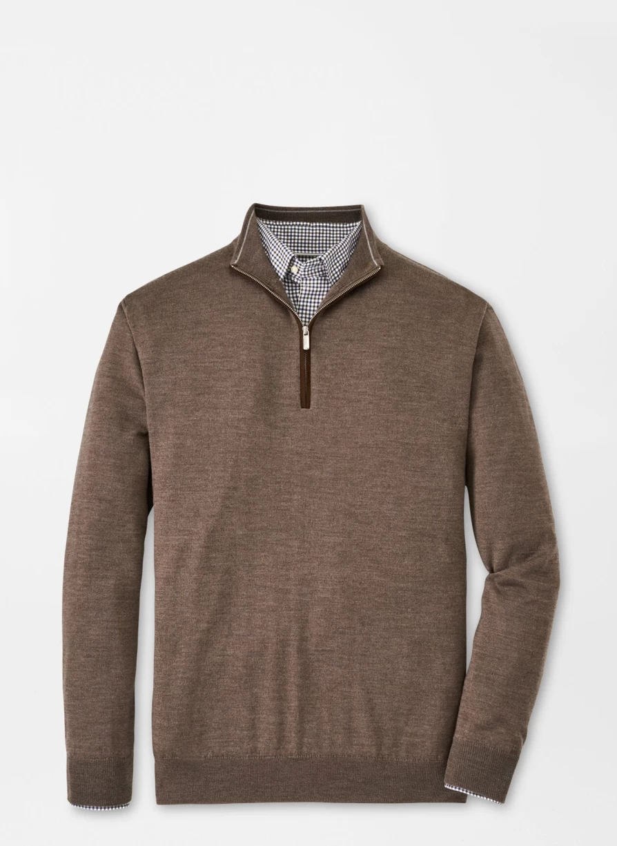Peter Millar Autumn Crest Suede Trim Quarter-Zip Sweater for Men