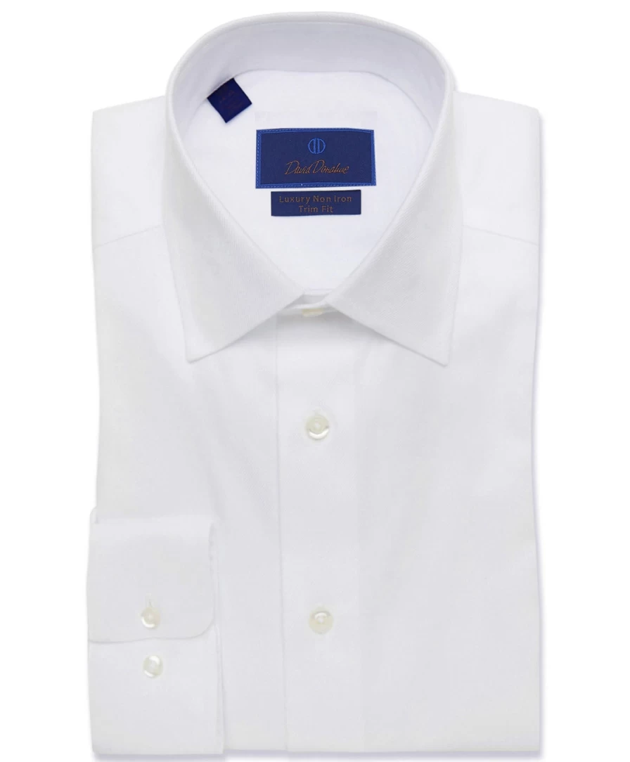 David Donahue Non-Iron Dress Shirt for Men - Wrinkle-Free Formal Business Shirt