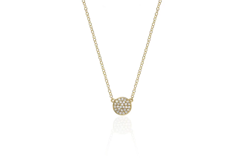EF Collection Mini Diamond Disc Pendant Necklace - Elegant Sterling Silver Jewelry